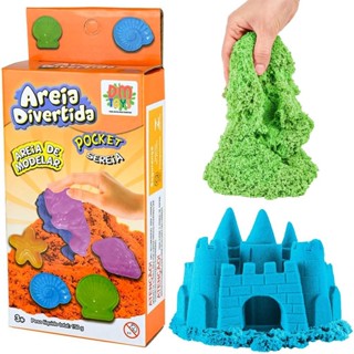 Areia Magica Cinetica Divertida Para Modelar Kit Pocket Sereia 150G Brinquedo Com Moldes Colorido - Dm Toys em Oferta na Shopee
