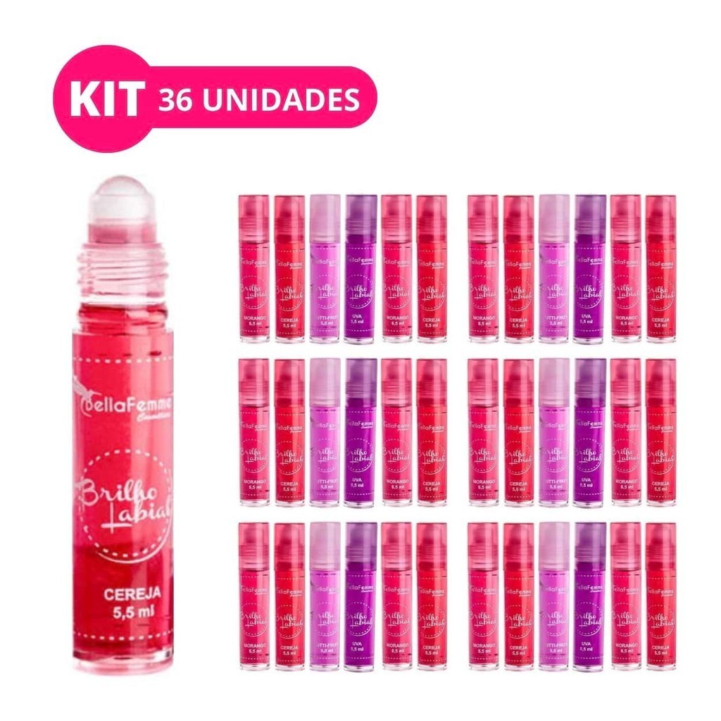 Kit 36 Gloss Labial Brilho Roll On Frutinhas Hidratante Lábios Revenda em Oferta na Shopee