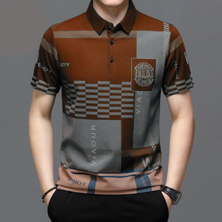 (Tamanho Brasil) Camisa De Manga Curta POLO De Praia casual Esportiva De Verão Retrô Listrada Business Golf top