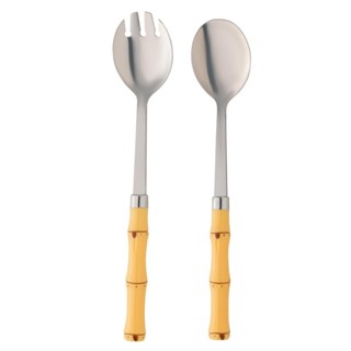 2 Peças para Salada Lyor Bambu Natural de Aço Inox 23,2cm