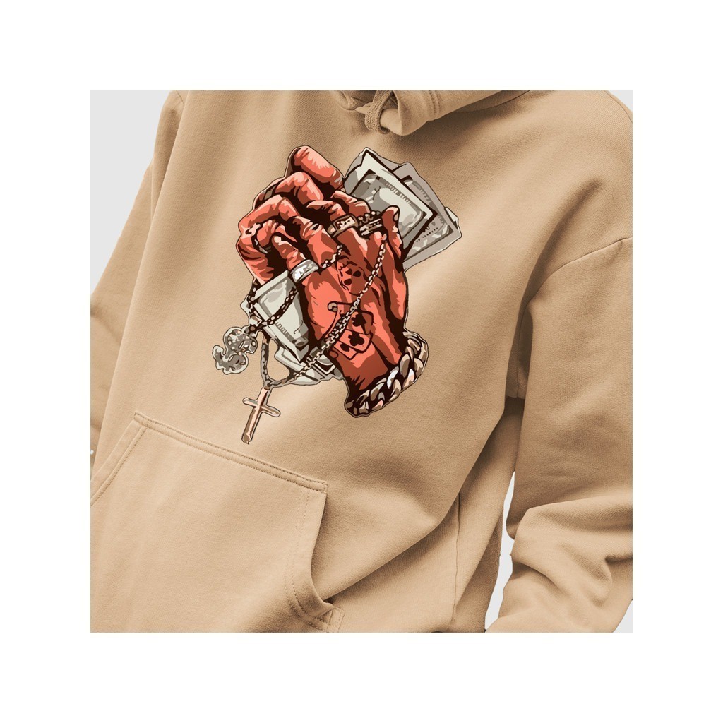 Moletom Masculino com Capuz Estampa Dinheiro Gratificado Canguru Blusa de Frio Casaco Flanelado Frio Inverno