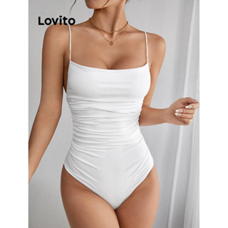 Lovito Body Sexy Plissado Liso Para Mulheres LBL08059