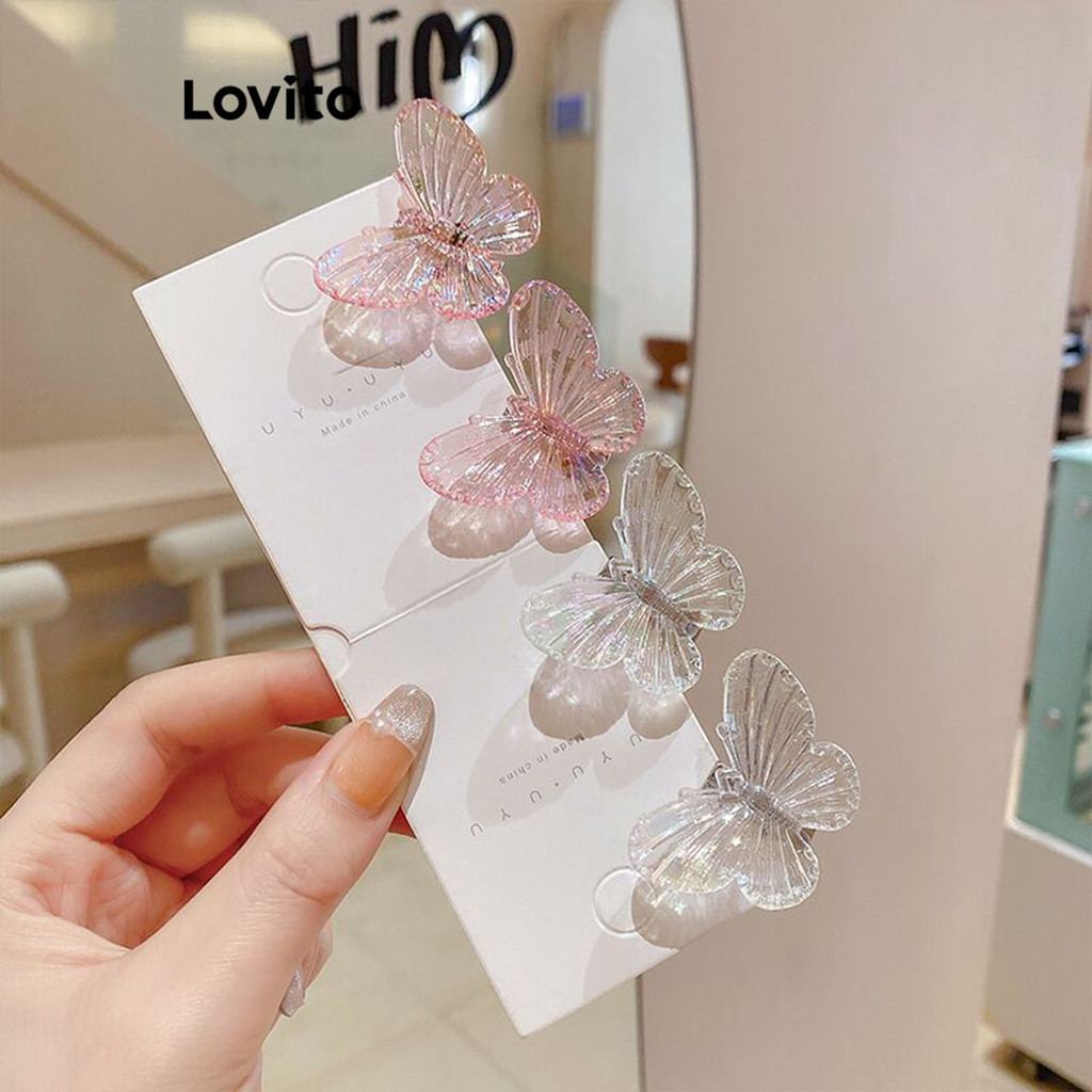 Detalhes do Lovito Grampos De Cabelo Borboleta Elegantes Para Mulheres LFA184133