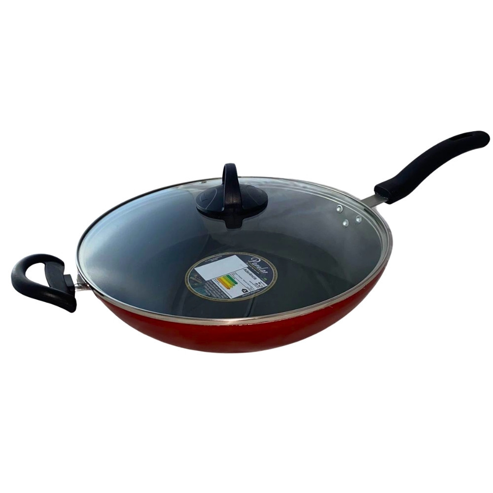 Panela Frigideira Tampa Wok Antiaderente Teflon Aluminio n30