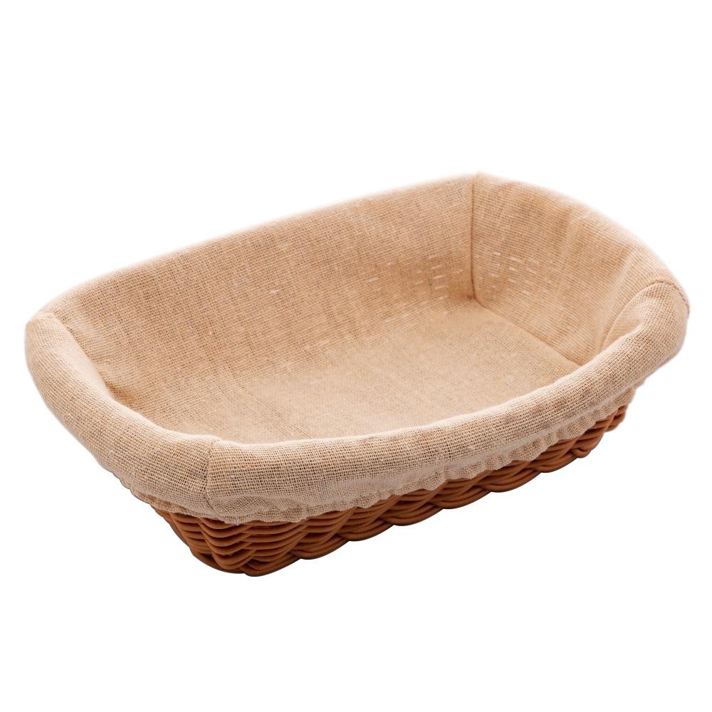Cesta Retangular com Forro Lyor de Rattan Plástico 24cm - Home & Living