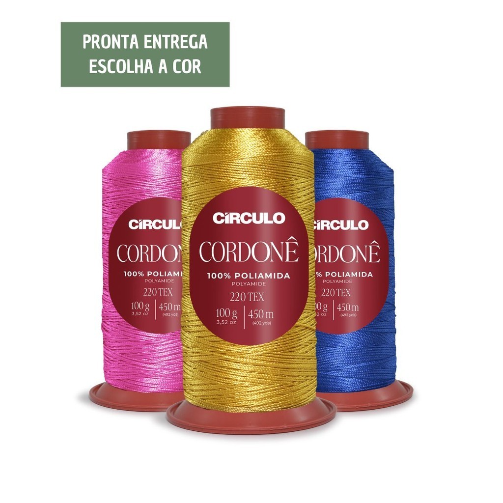 Fio Cordonê Circulo 100g 450mts - Macio e Cores Vibrantes - 100% Poliamida em Oferta na Shopee