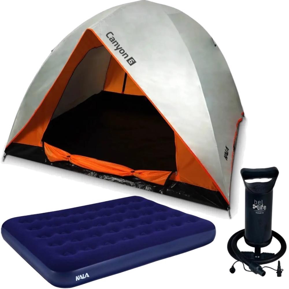 Barraca Camping até 6 Pessoas + Colchão Casal Inflável KALA + Bomba P/ Encher Colchão BEL em Oferta na Shopee