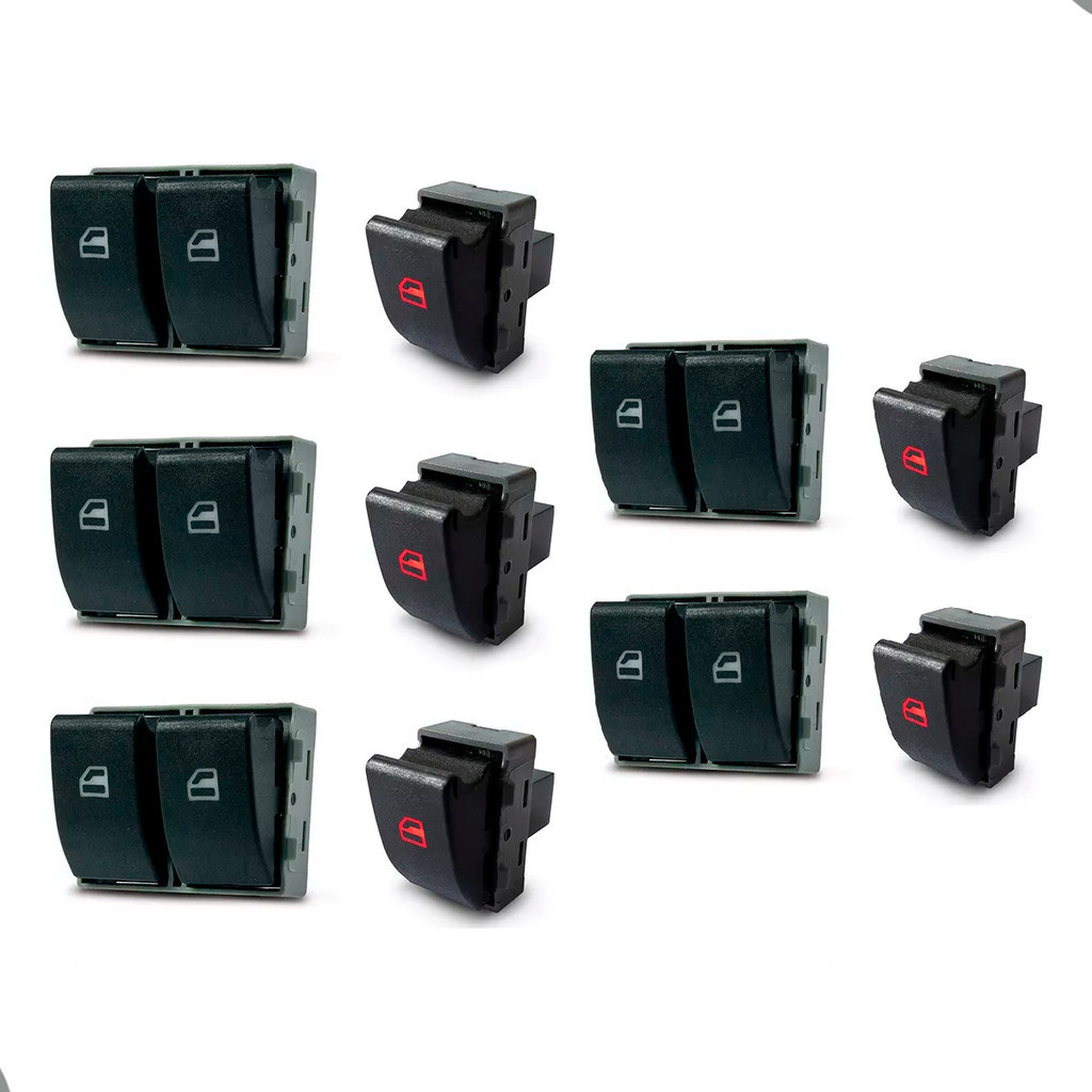 Botão Interruptor Vidro Elétrico Simples Duplo Fox Voyage Saveiro Gol Parati G4 G5 G6 G7 5 Pares