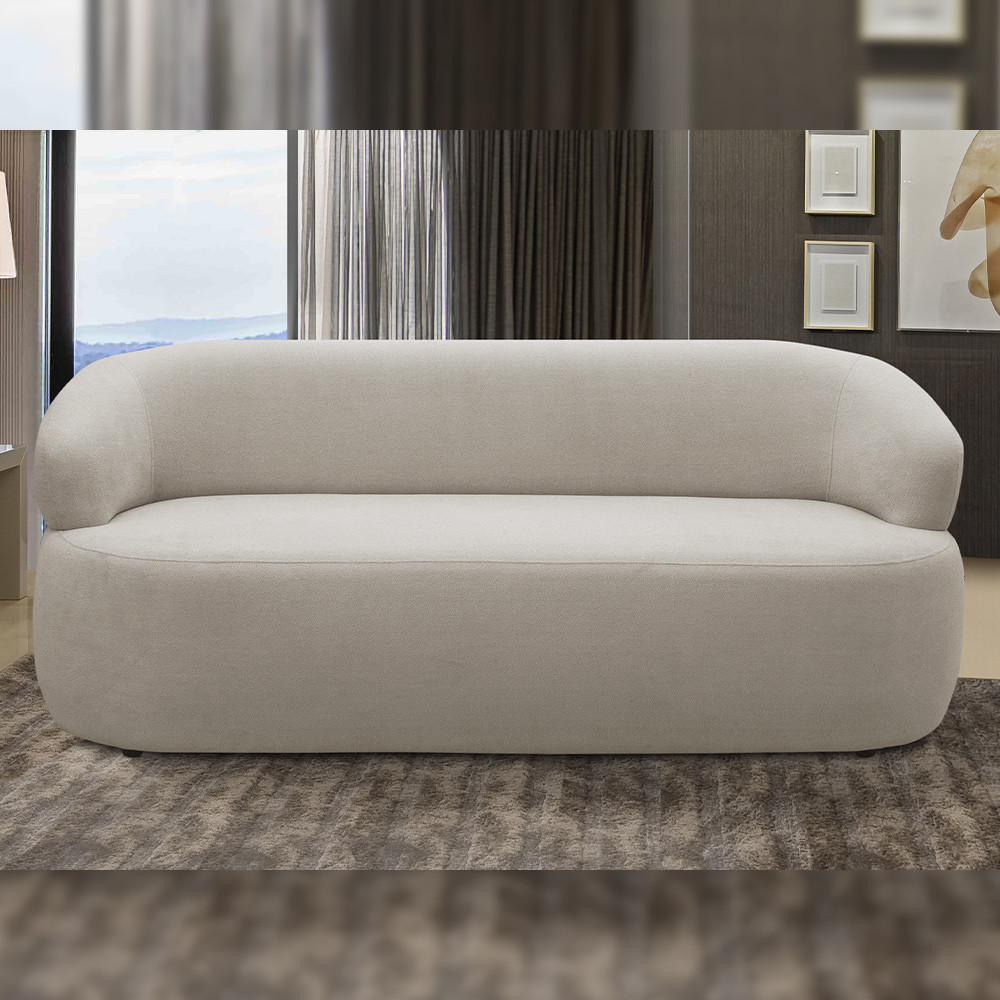 Sofá 2 Lugares Orgânico Sala de Estar Living 140cm Carmen F04 Bouclê Bege - Lyam Decor em Oferta na Shopee