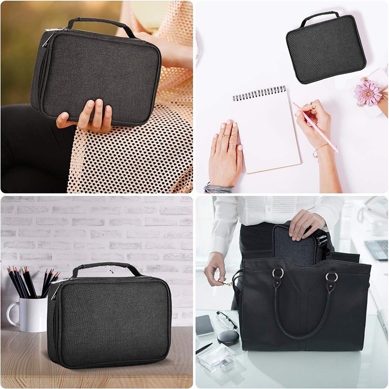 Estojo 72 Pens Escolar Box Nylon Com Alça Feminino/Masculino Organizador Com Divisórias Zíper Infantil em Oferta na Shopee