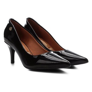 Scarpin Vizzano Bico Fino Salto Médio Verniz Feminino - Preto em Oferta na Shopee