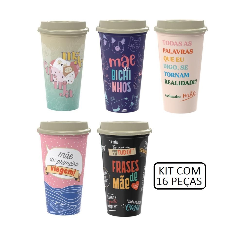Kit Copos Dia das Mães Presente Brinde Lembrancinha 16 Peças Plasútil em Oferta na Shopee
