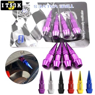 [ITSOK] Liga de metal de alumínio cromado vermelho cromado personalizado marca de tampa de válvula preta pneu de roda de em Oferta na Shopee