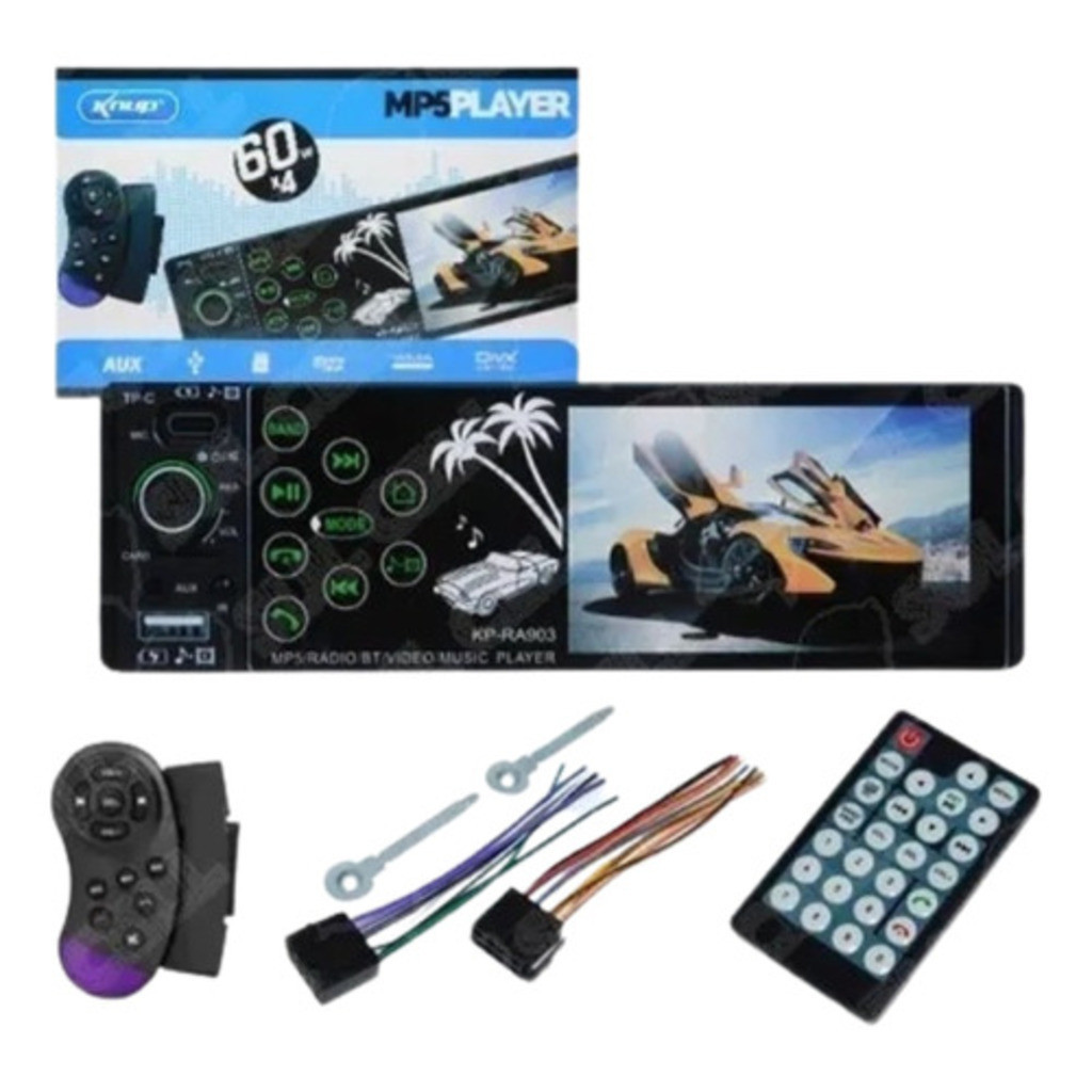 Som Automotivo MP5 KP-RA903 Tela 4.3" Bluetooth Aux C/ Comando Volante