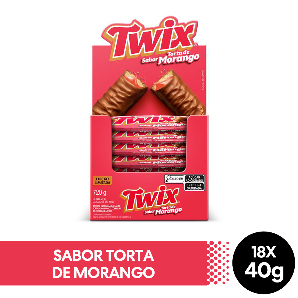 Chocolate Twix Torta de Morango 18 Unidades De 40g - Food & Beverages