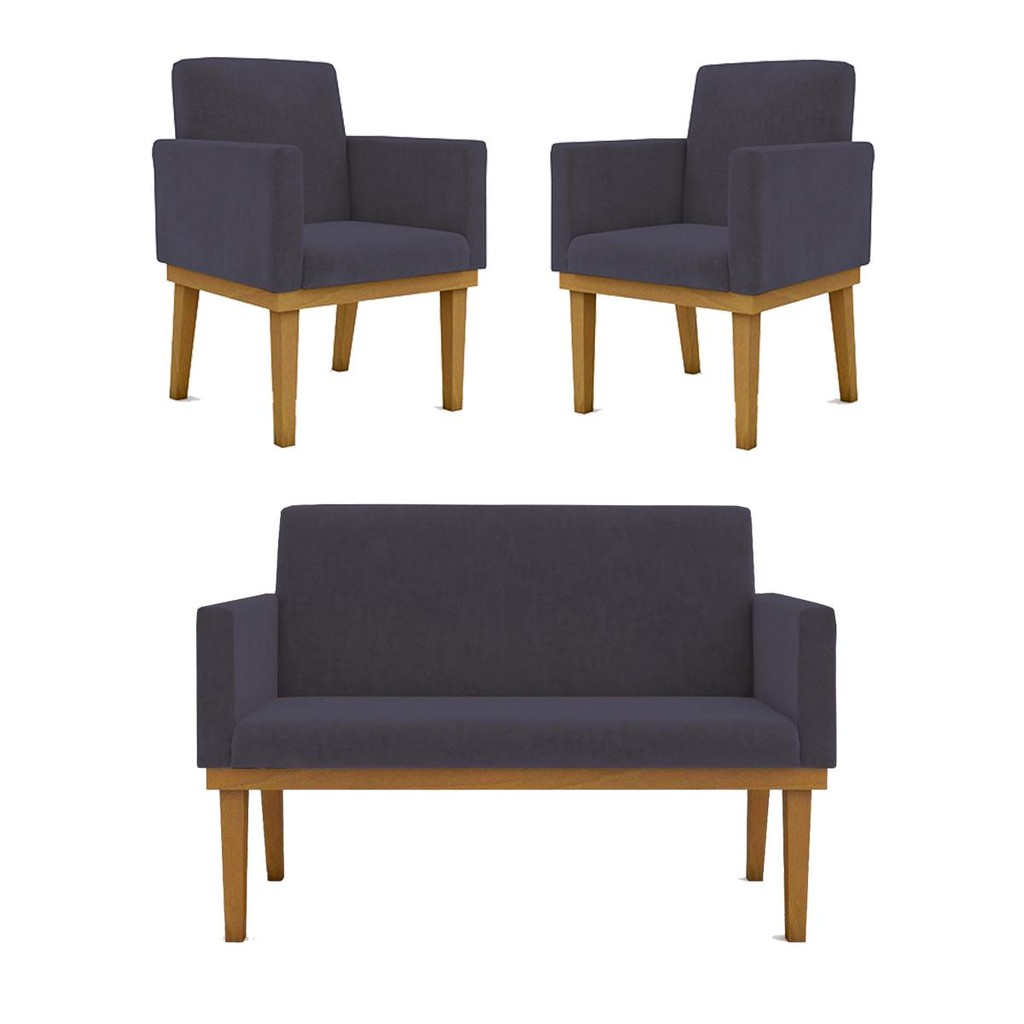 Kit Sofá Namoradeira + Poltrona Reforçada Sala De Estar em Oferta na Shopee