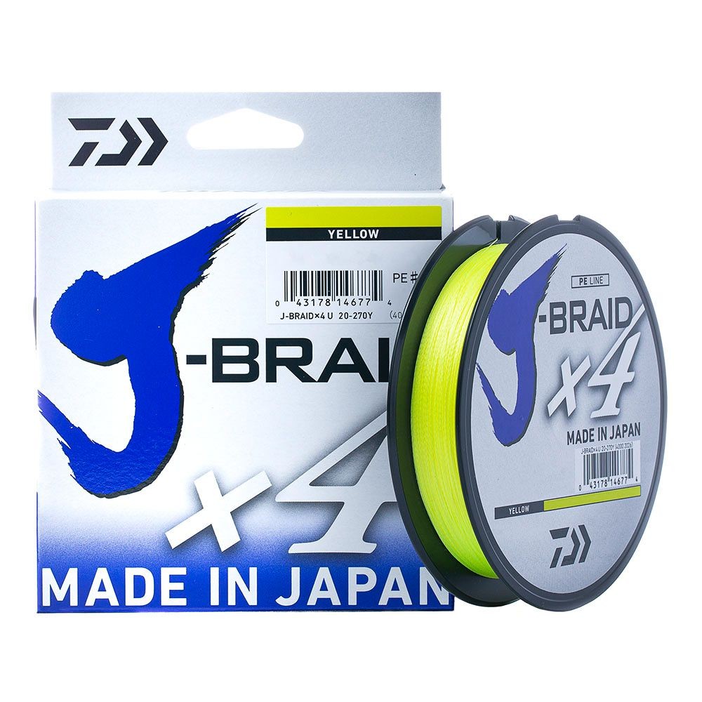 Linha Multifilamento Daiwa X4 J-Braid 4 fios 270m Amarela - Original Japão