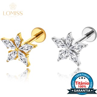 Lomiss Piercing Helix Labret Titânio Pvd Flor Zircônia Cravejada Orelha Tragus em Oferta na Shopee