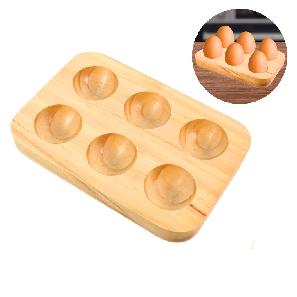 Suporte Base Porta Ovos em bambu organizar cozinha bancada despensa mesa prateleira armário geladeira fogão pia decorar