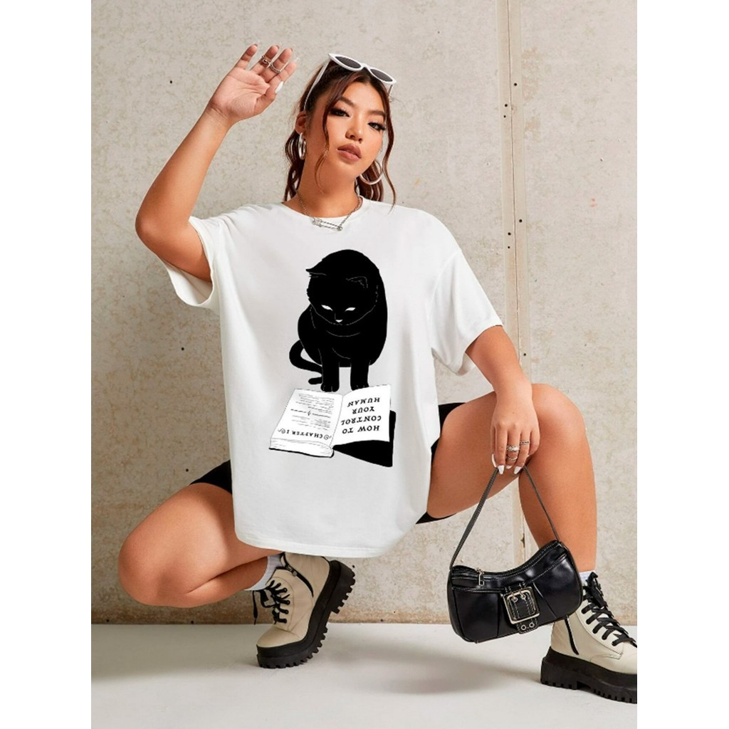 Blusa Oversized Feminina Plus Size Personalizada Camisa Toque Algodão Camiseta Streetwear Casual