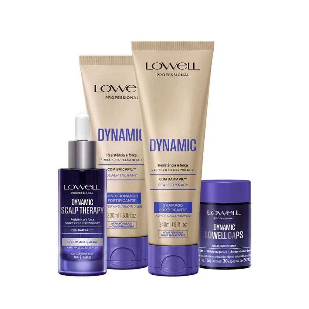 1500LW-Kit Lowell Dynamic Shampoo-Cond-Serum-Caps 4 produtos