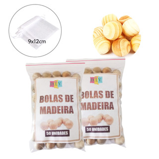 Bolas de madeira pinus protege armário roupas antimofo 100un + 10 saquinhos de organza