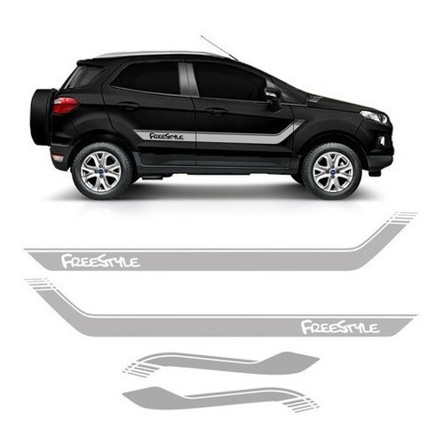 Kit Adesivo Faixa Lateral Capô Ford Ecosport Freestyle Cinza