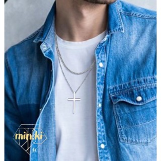 Kit 2 Correntes em Camadas: Cruz e Corda Cubana - Colares Masculinos com Caixa de Corrente - Fé em Jesus Cristo