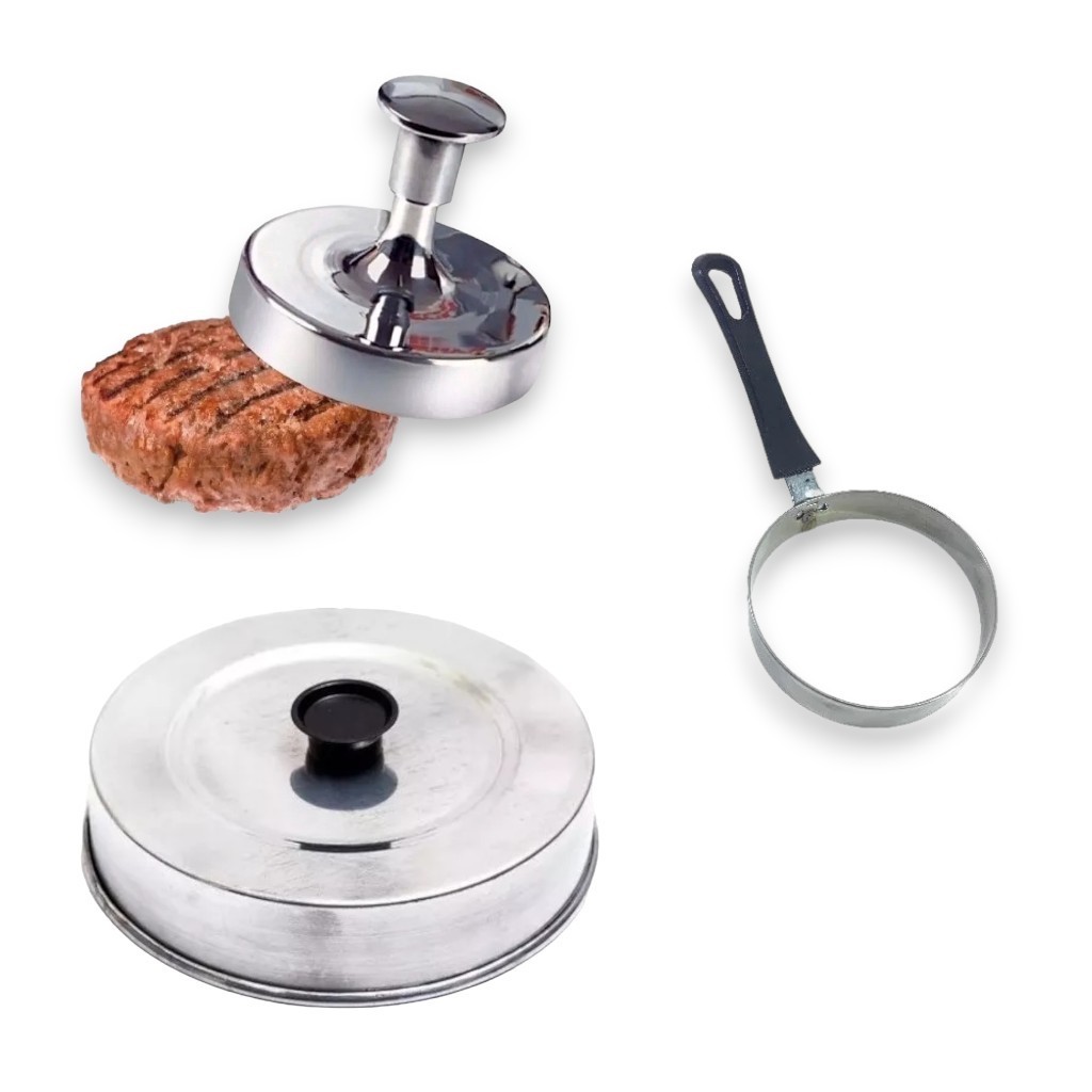Kit Modelador de Hamburguer + Modelador de Ovo + Abafador de Hamburguer
