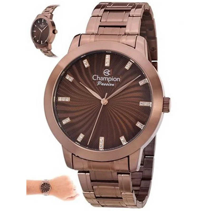 RELOGIO CHAMPION FEMININO CHOCOLATE MARRON GRANDE CN29276J