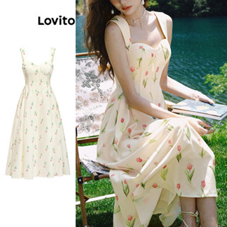 Lovito Vestido Casual Com Estrutura Floral E Linha Padrão Para Mulheres L76AD223