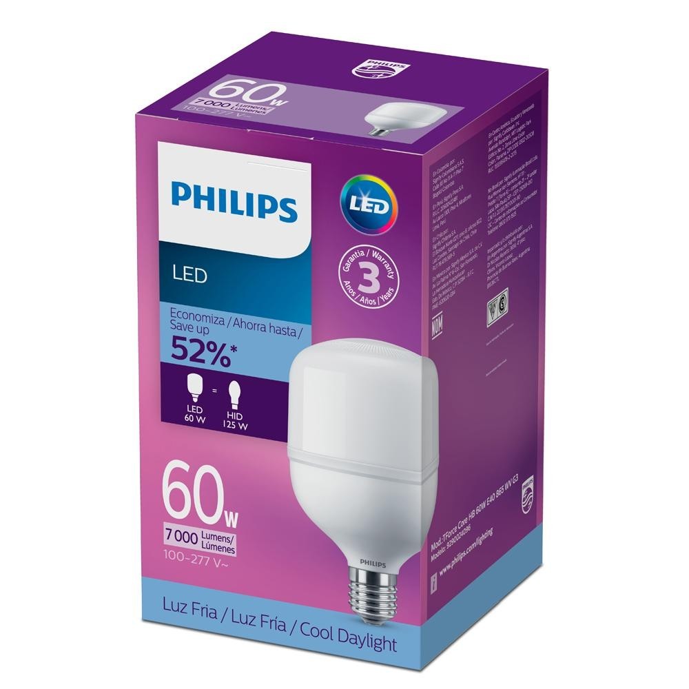 Lâmpada Led Philips alta potência 60W  BR fria 6500K BV E40 em Oferta na Shopee