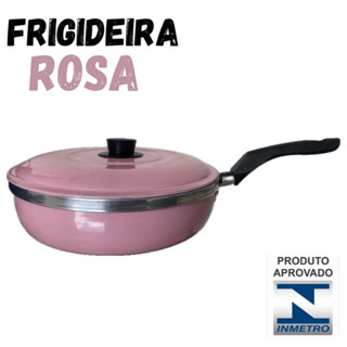 Frigideira de aluminio na Cor Rosa com tampa Todos os Tamanhos em Oferta na Shopee