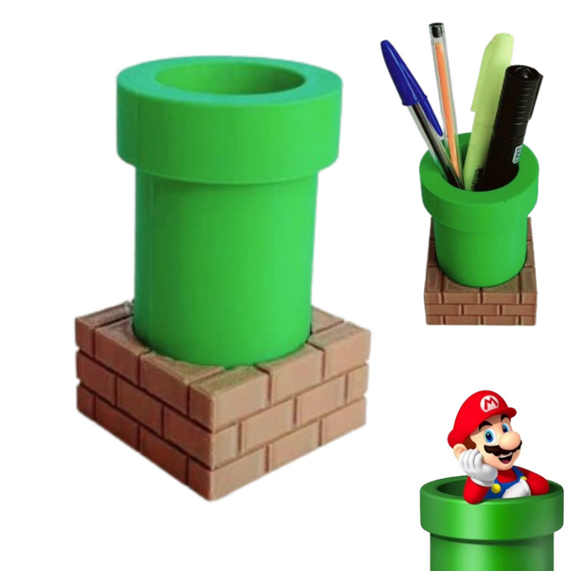 Porta Caneta Cano Super Mario Presente Gamer Mesa Escritorio em Oferta na Shopee