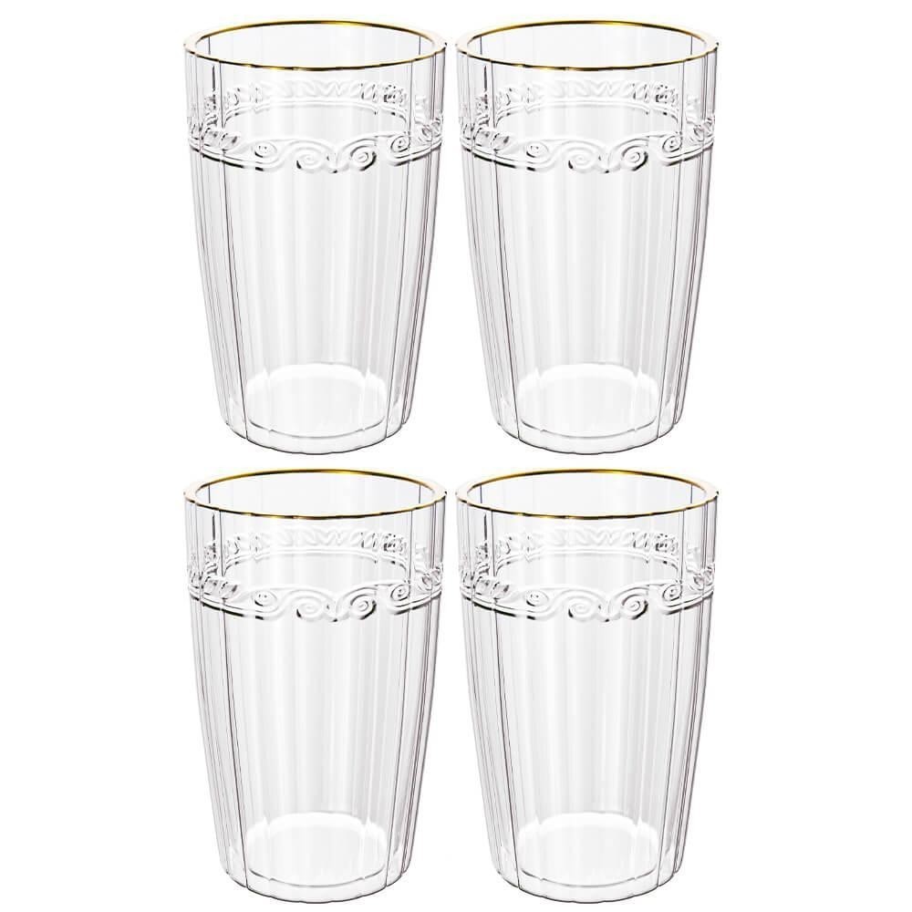 Jogo de Copos de Cristal Transparente Fio de Ouro Imperial 370ml 4 peças - Lyor em Oferta na Shopee