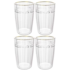 Jogo de Copos de Cristal Transparente Fio de Ouro Imperial 370ml 4 peças - Lyor