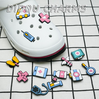 Estoque Pronto Para Acessórios para sandálias Pins PVC Cute Nurse Health Doctor Slipper Shoes Botão De Enfermagem em Oferta na Shopee