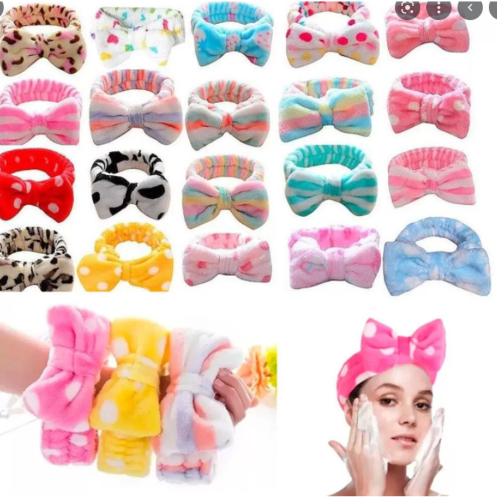 KIT 12 Unidades Faixa de Laço Maquiagem Makeup Tiara Cabelo Rosto Limpo faixa para maquiagem · foto 2