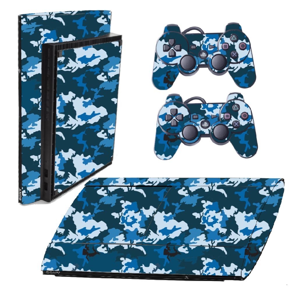 Skin PS3 Super Slim Playstation Adesivo Película Protetora Sticker Camo Blue