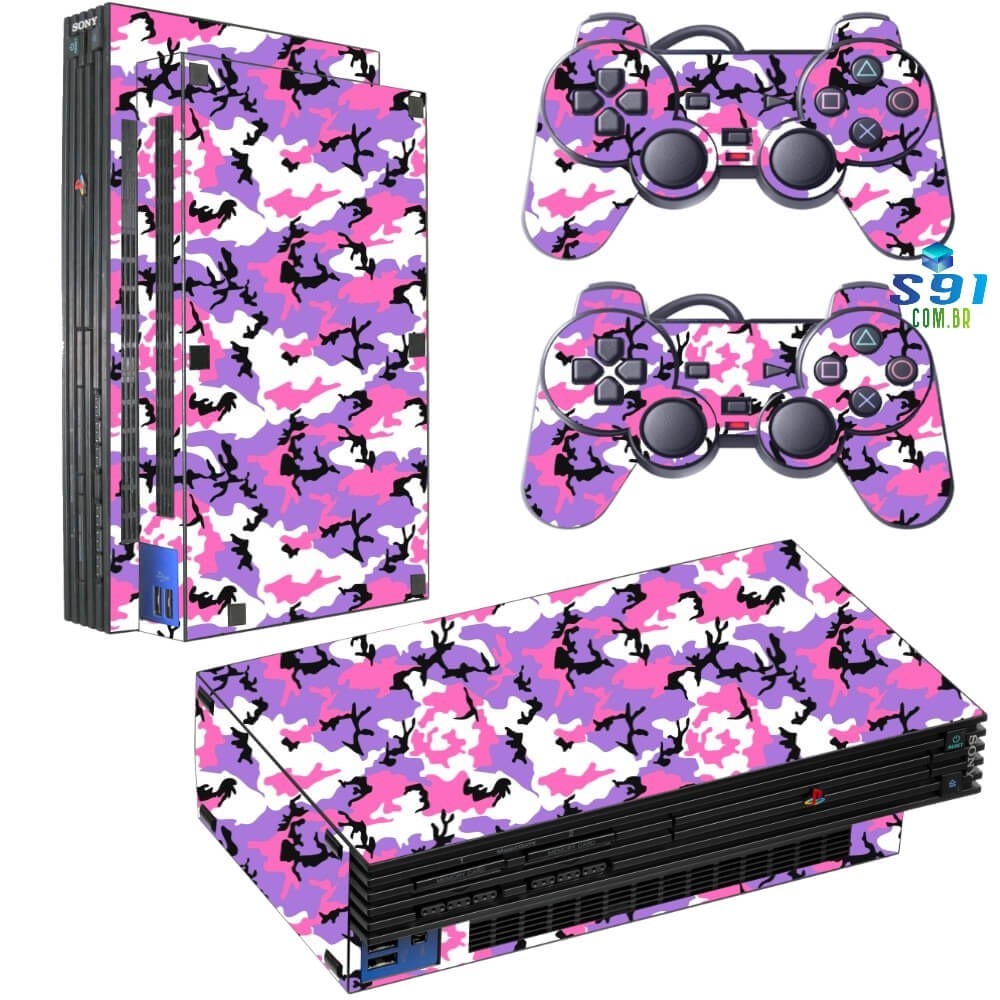 Skin PS2 Fat Adesivo Película Protetora Sticker Camo Lilac