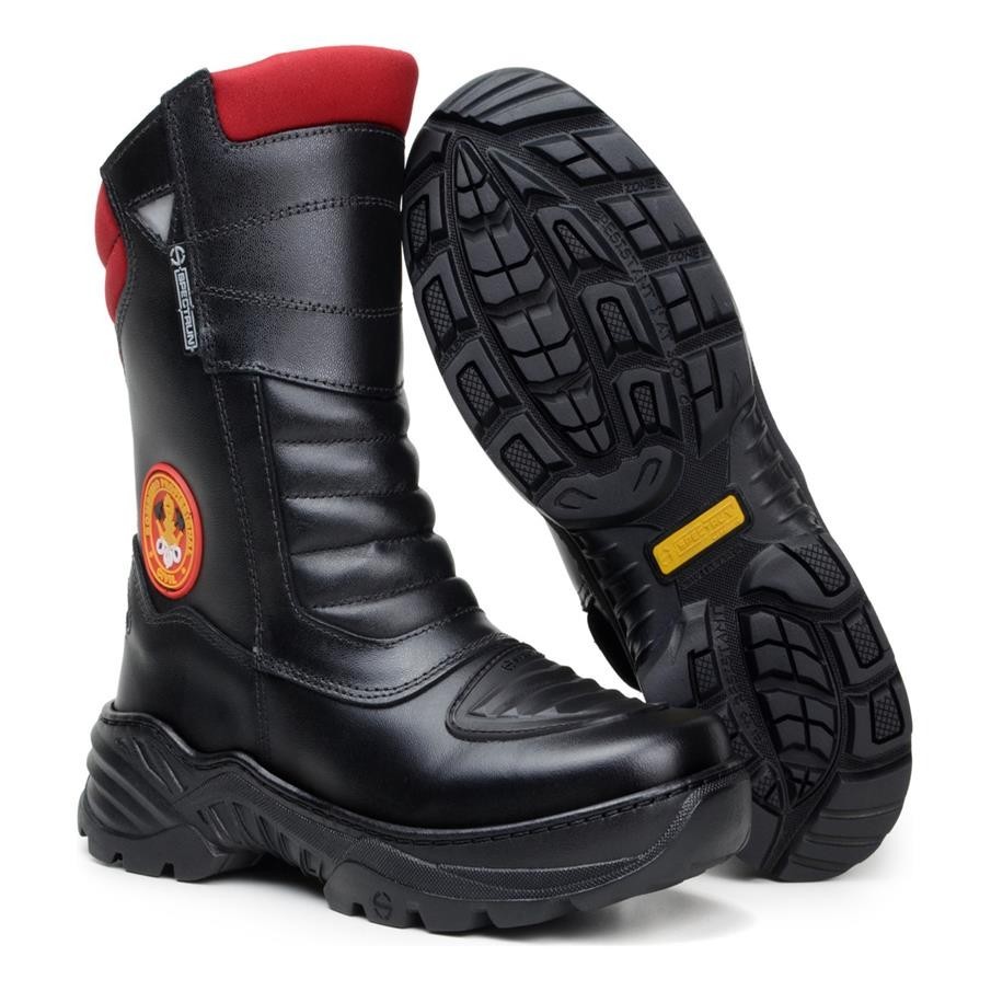 Coturno Bombeiro Civil Militar Cano Curto Com Ziper Exercito Vigilante Motociclista