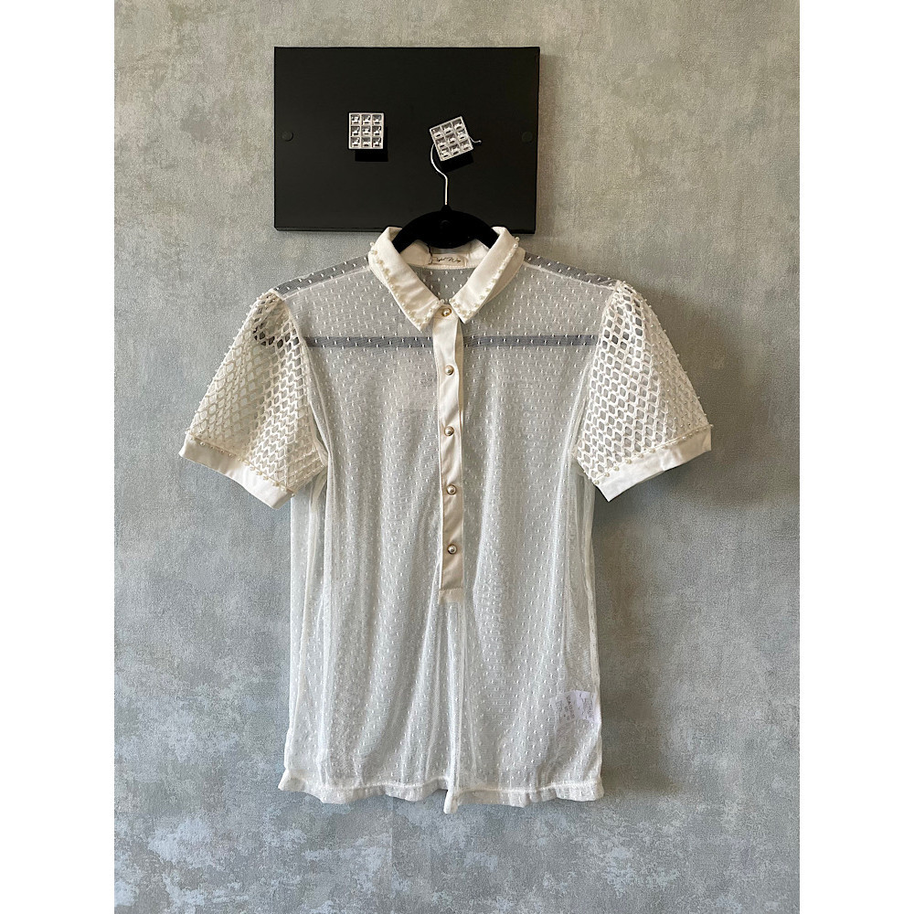Blusa De Tule Com Bordado De Pérolas Perfect Way