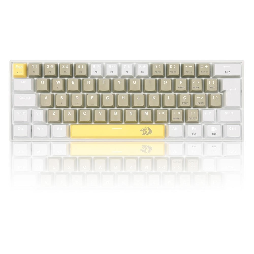 TECLADO MECANICO USB GAMER LAKSHMI SWITCH BROWN REDRAGON K606-YL&GY&WT