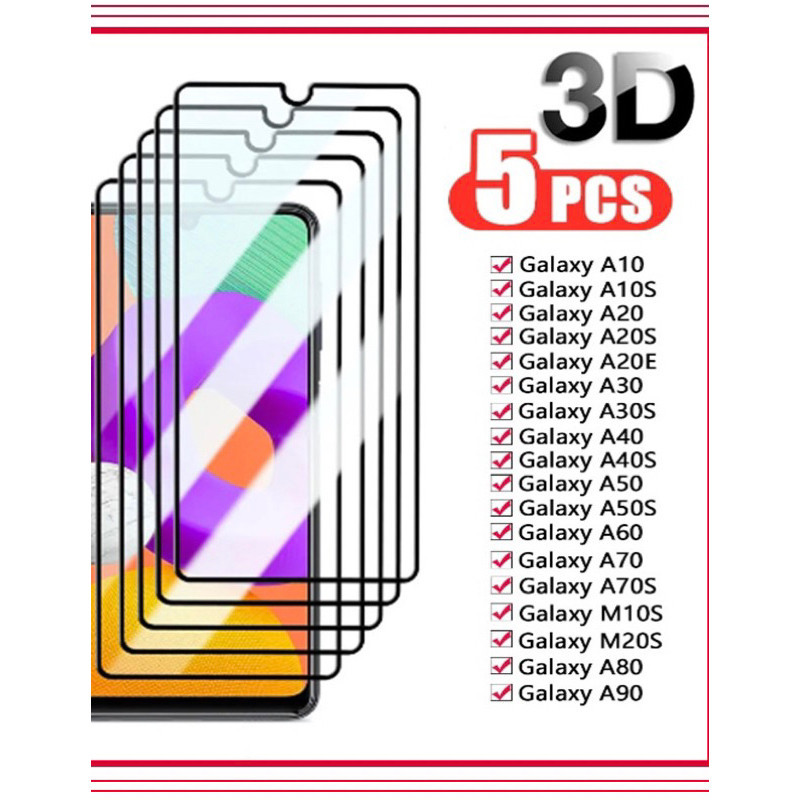 Kit 5 Película De Vidro Temperado 3D 9H Para Samsung A01 A11 A21 A21S A31 A41 A51 A71 A50 A20 A12 A30 A10 A20 Promoção