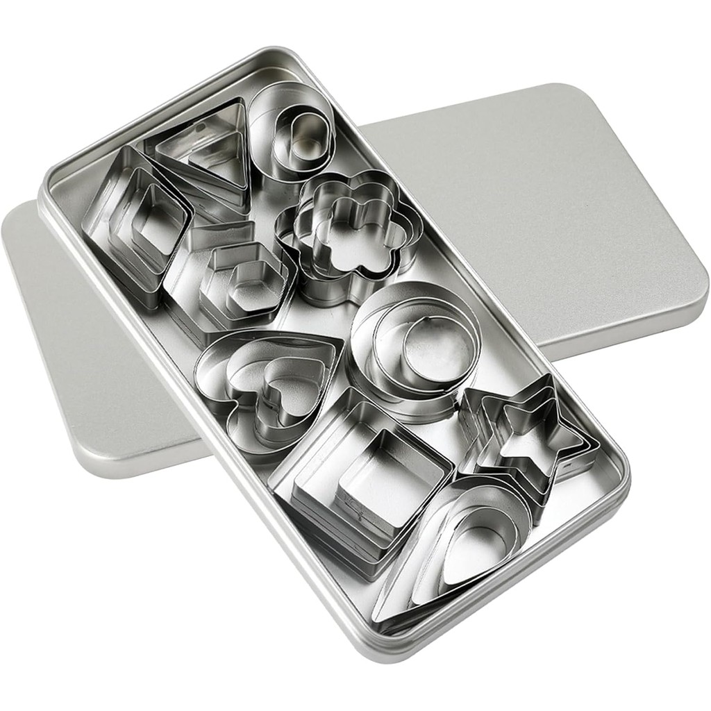 Conjunto de 30 cortadores de biscoitos de aço inoxidável formasvariadas e anéis de mousse em Oferta na Shopee