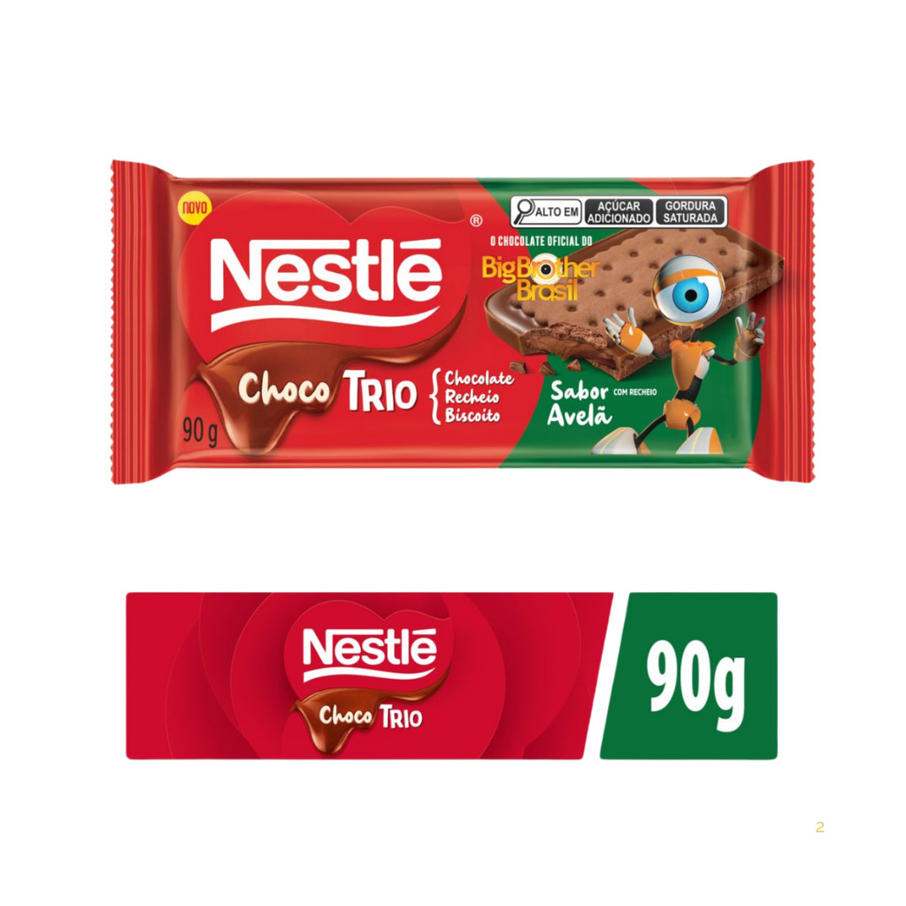 Chocolate Choco Trio Com Recheio De Avelã Nestlé 90g - Food & Beverages