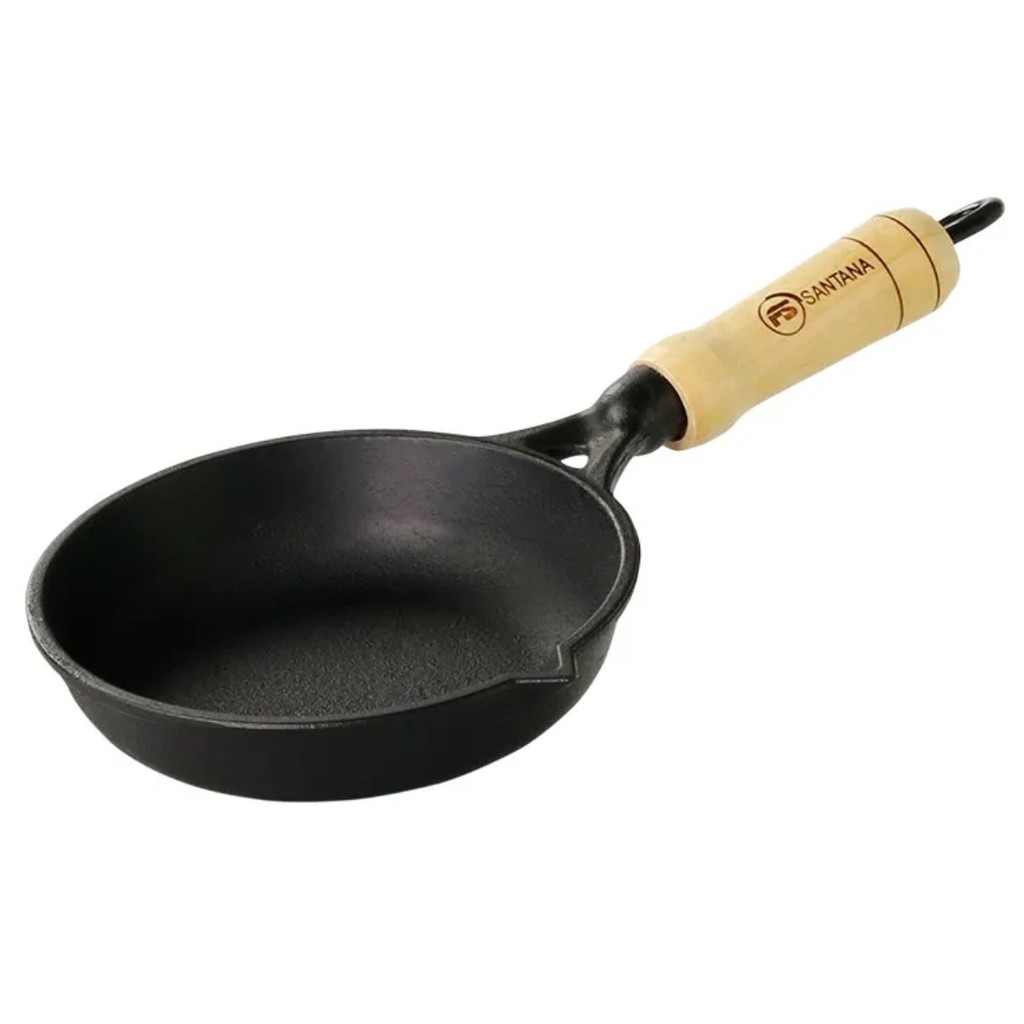Frigideira Egg Pan Frita Ovos Com Cabo Madeira Sem Tampa