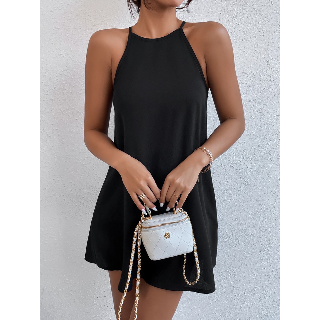 Vestido Alcinha Regatinha Solto Basico Feminino Dia Dia Curto com Alças Finas vestido com suspensório festa babado