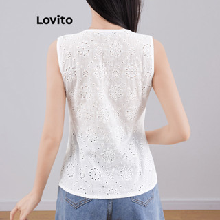 (Trendy) Lovito Boho Top Ilhó Bordado Botão Verão/Primavera Regata Feminina L121MD039 em Oferta na Shopee