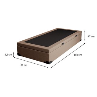Base para Cama Box Solteiro Martin Premium com Baú Linho (47x88x188 cm) Bege em Oferta na Shopee